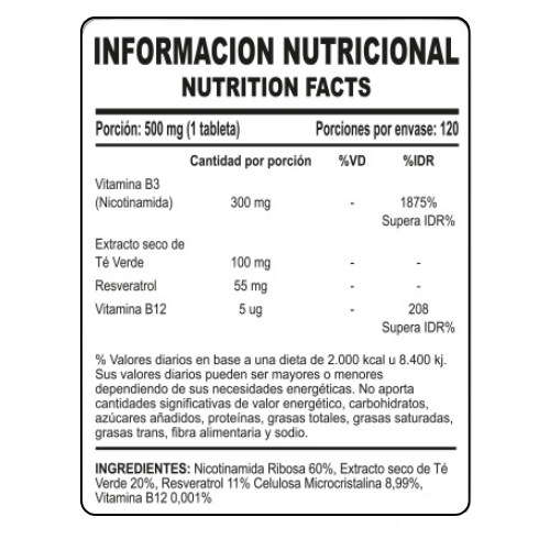 NAD + RESVERATROL | 60 Comprimidos