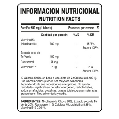 NAD + RESVERATROL | 60 Comprimidos