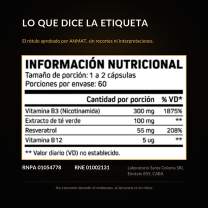 NAD + RESVERATROL │ 60 Cápsulas.